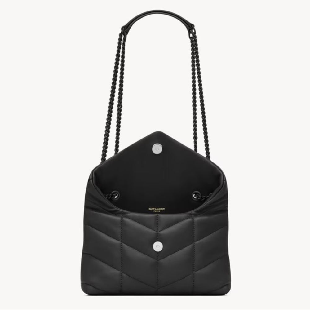 Saint Laurent Black Quilted Loulou Shoulder Bag with Chain Straps - Picture 3 of 5